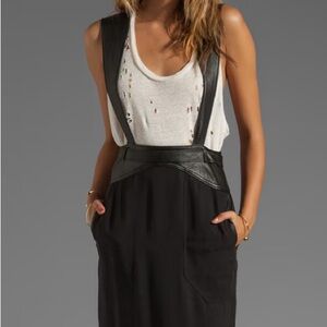 BCBGMaxAzria Runway Black Leather Suspender Dress